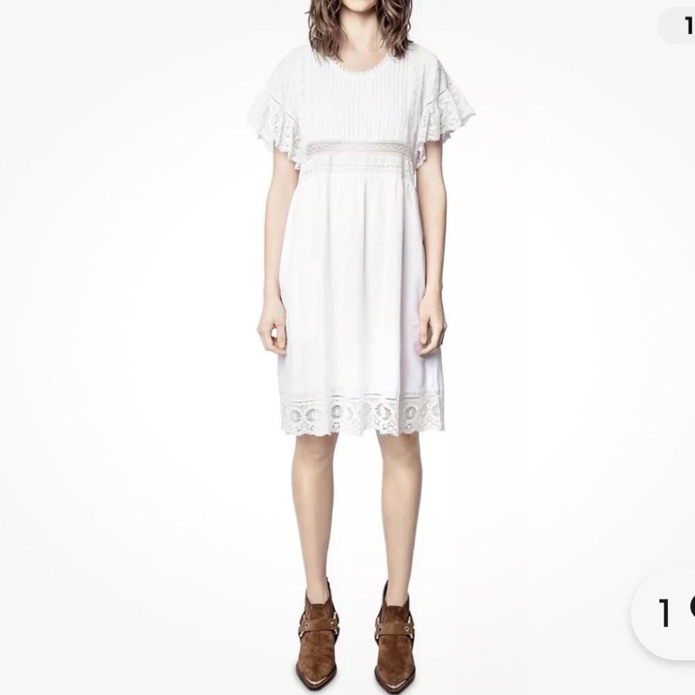 NWT Zadig & Voltaire Lace Trimmed High Waist Dress In Judo Size medium